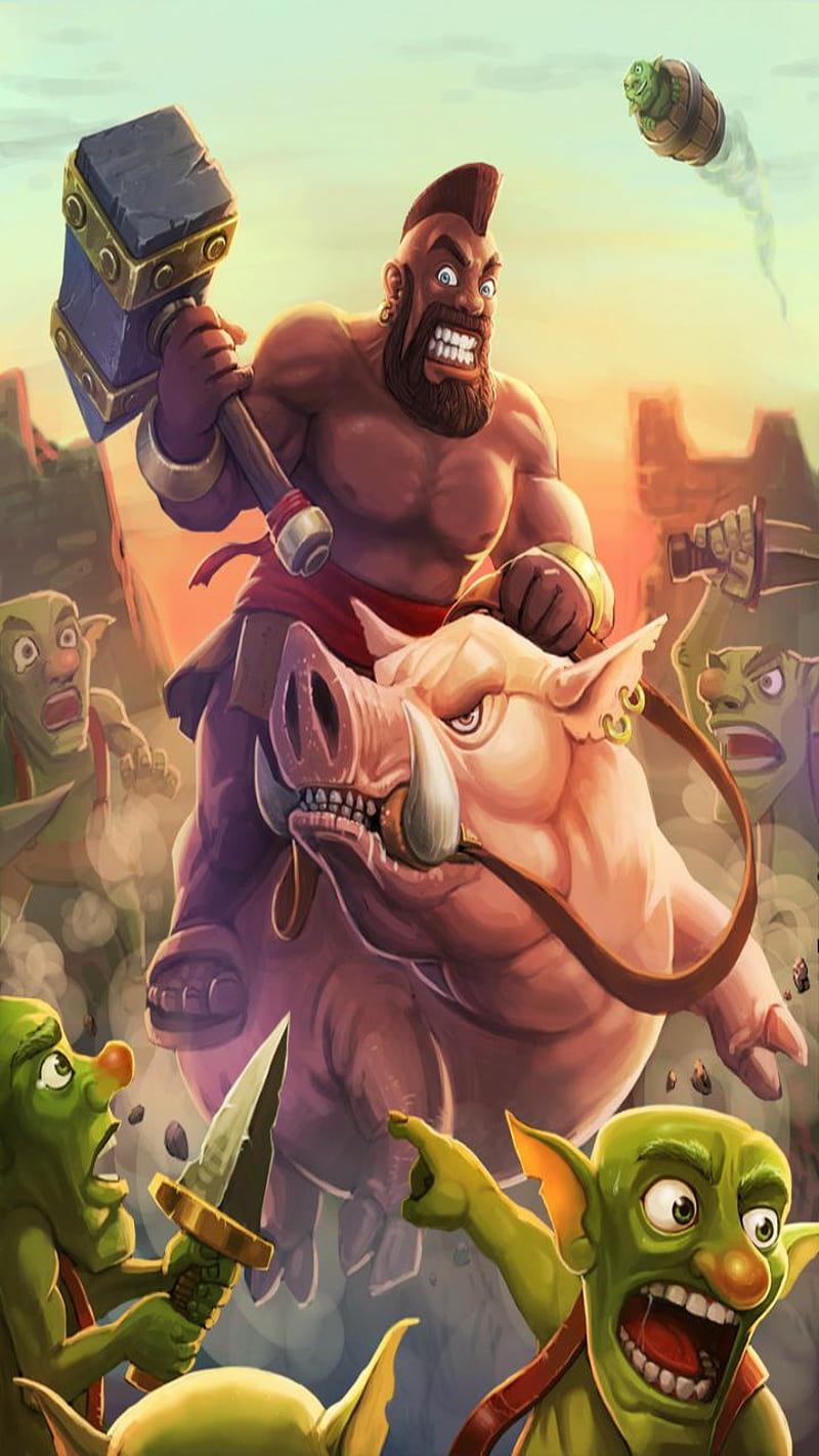 corredor and goblins, clash royale, game, HD phone wallpaper