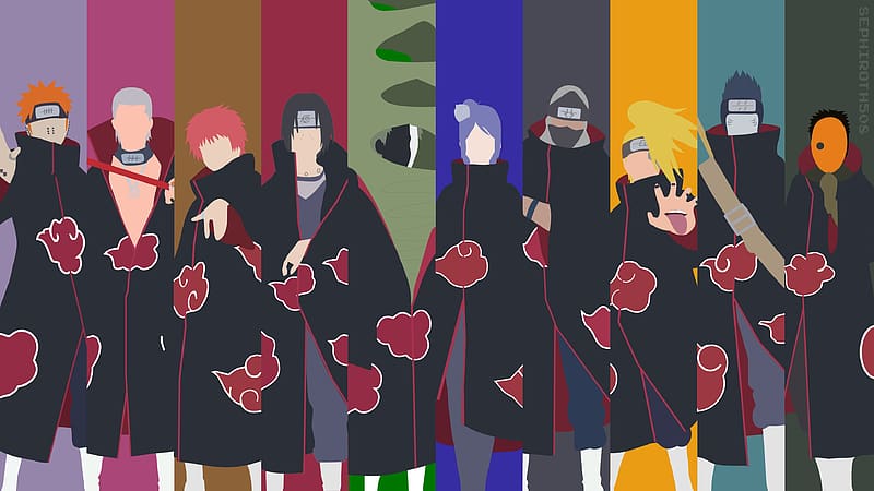 Anime, Naruto, Itachi Uchiha, Pain (Naruto), Konan (Naruto), Sasori (Naruto), Hidan (Naruto), Deidara (Naruto), Obito Uchiha, Kisame Hoshigaki, Kakuzu (Naruto), Yahiko (Naruto), Black Zetsu, White Zetsu, HD wallpaper