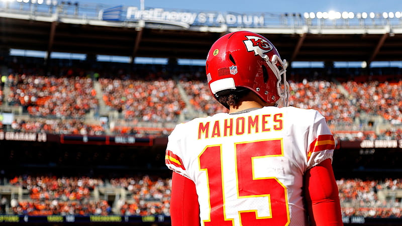 backside of patrick mahomes wearing white sports dress and red helmet sports-, HD wallpaper