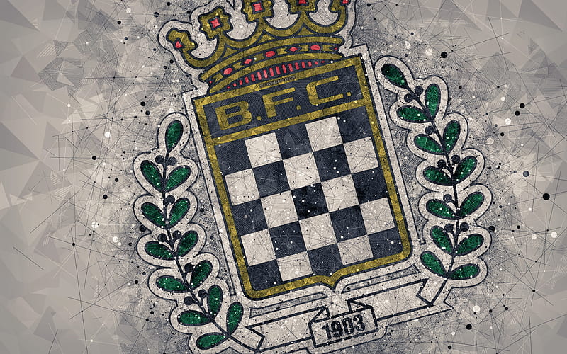 Boavista FC geometric art, logo, Portuguese football club, emblem, gray background, Primeira Liga, Porto, Portugal, football, creative art, HD wallpaper