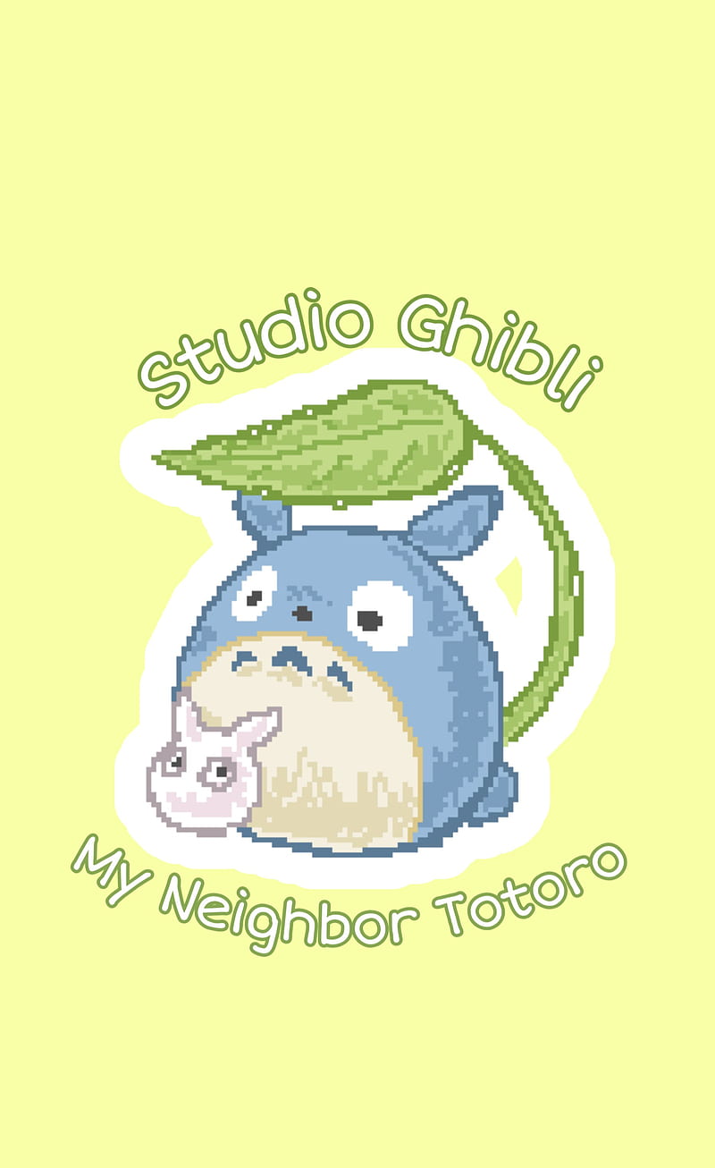 My Neighbor Totoro, cute, fuzzy, happy, pixel, studio ghibli, HD phone wallpaper
