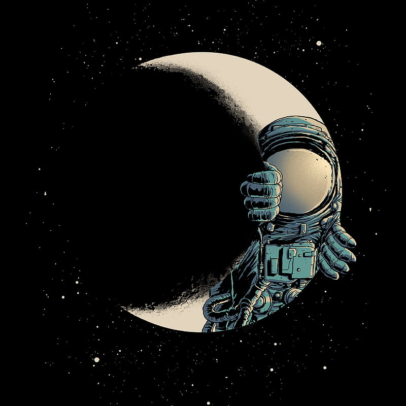 astronaut, black, space, HD phone wallpaper