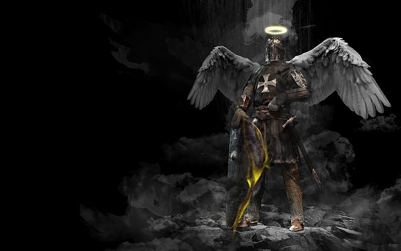 Angel Fantasy Knight, knight, warrior, fantasy, angel, wings, HD wallpaper