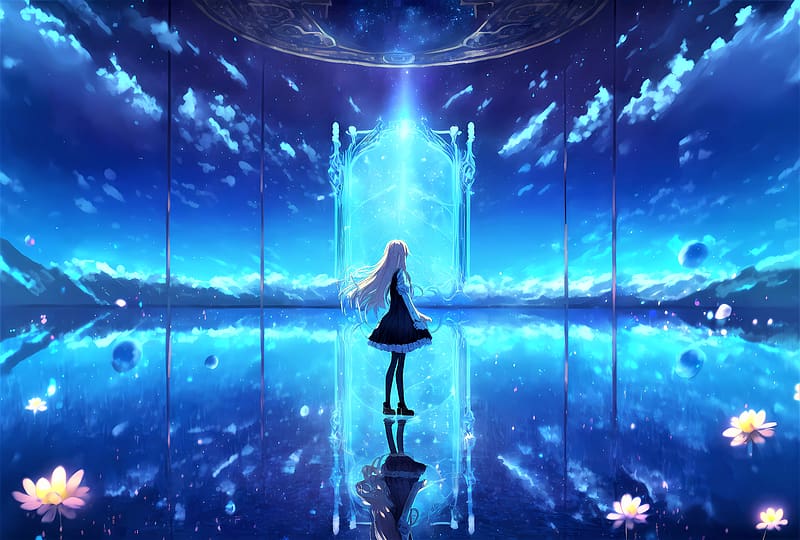 anime, portal, celestial, nubes, jardín, escalones, otros mundos. | Fantasy  artwork, Portal art, Fantasy landscape