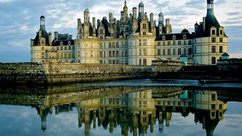 Palace With Reflection On Water In France Travel, HD wallpaper