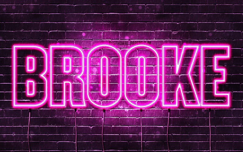 Brooke with names, female names, Brooke name, purple neon lights, horizontal text, with Brooke name, HD wallpaper