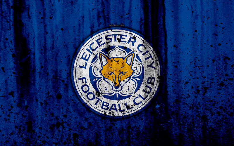 FC Leicester City Premier League, logo, England, soccer, football club, grunge, Leicester City, art, stone texture, Leicester City FC, HD wallpaper