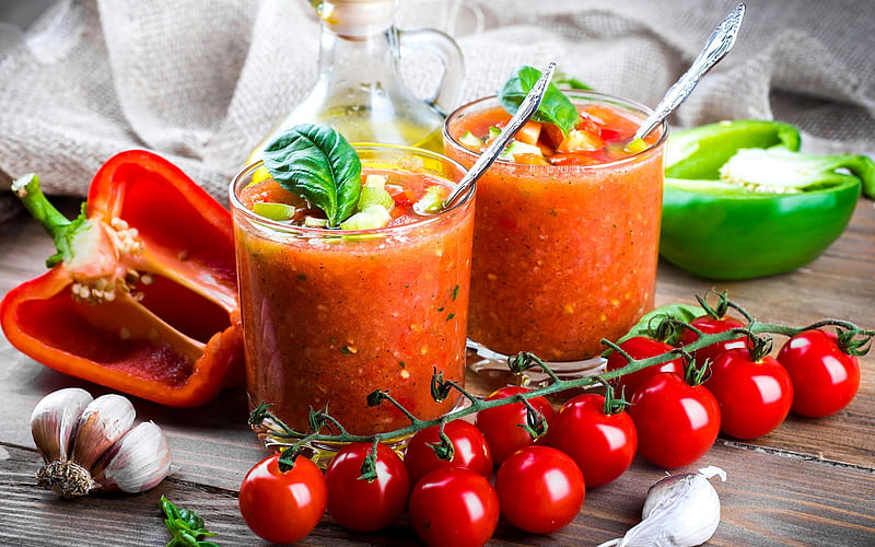 ❤️, Soup, Tomatoes, Vegetable, Pepper, HD wallpaper