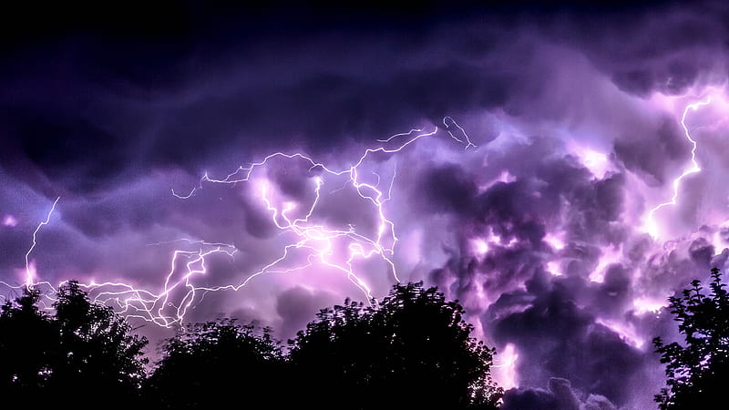 Purple Lightning On Dark Purple Clouds Purple, HD wallpaper