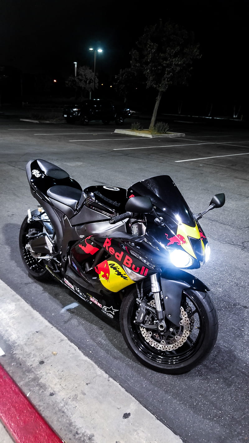 Kawasaki Zx6r , bike, motorcycle, redbull, sport bike, HD phone wallpaper