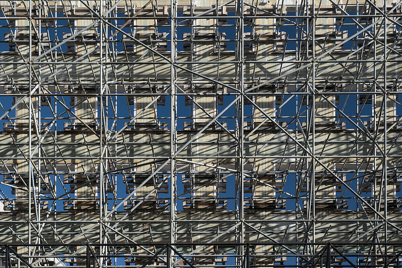 scaffolding, construction, building, metal, HD wallpaper