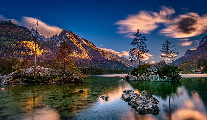 Mountains, Mountain, Alps, Bavaria, Germany, Lake, HD wallpaper