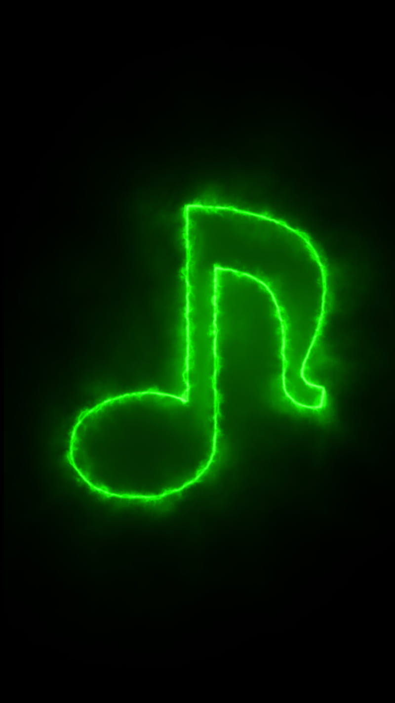 MUSICAL NOTE, black, green, light, music, neon, HD phone wallpaper
