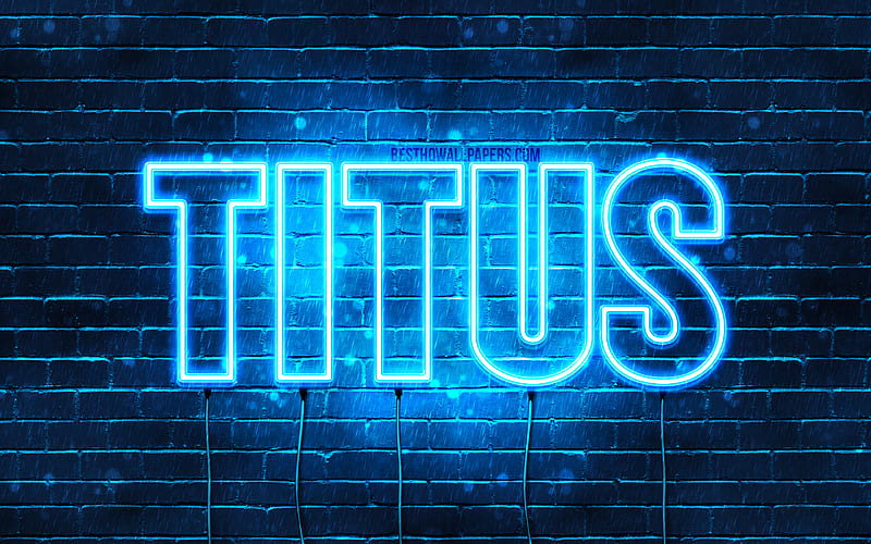 Titus with names, horizontal text, Titus name, blue neon lights, with Titus name, HD wallpaper