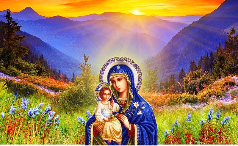Maternal love, christ, jesus, virgin, mary, mother, HD wallpaper