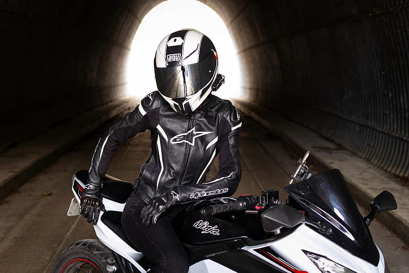 Motogirl2, agv, alpinestars, bike, biker, girlrider, helmet, motogirl, motorcycle, ninja, riderchick, HD wallpaper