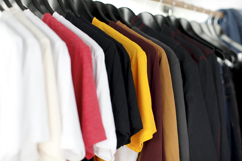 closeup of hanged shirts on rack, HD wallpaper