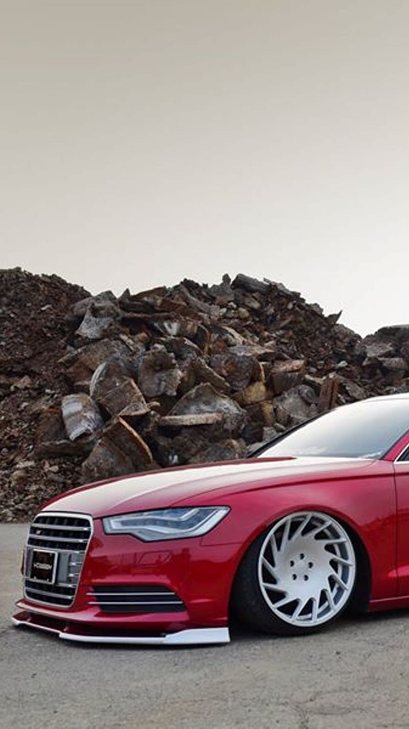 Audi A6, amazing, car, red, HD phone wallpaper