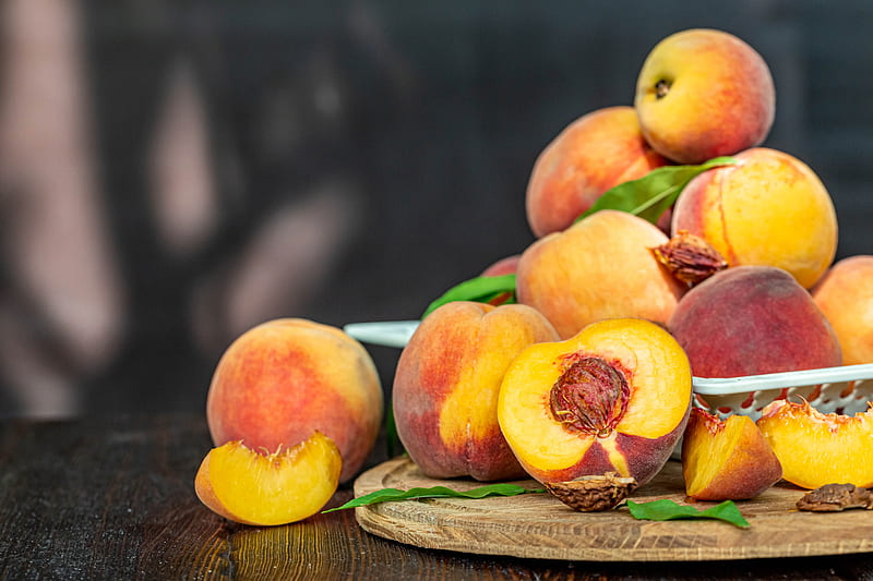 peaches, fruit, ripe, harvest, HD wallpaper