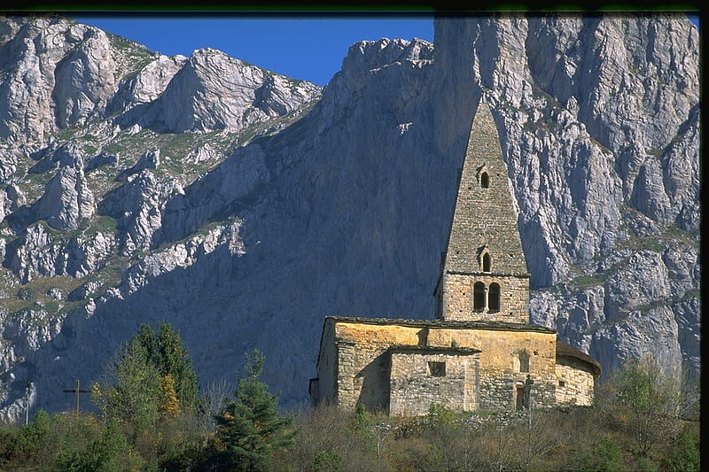 Isolated Church, ancient, worship, old, building, tranquil, rugged, calm, mountains, peaceful, pray, HD wallpaper