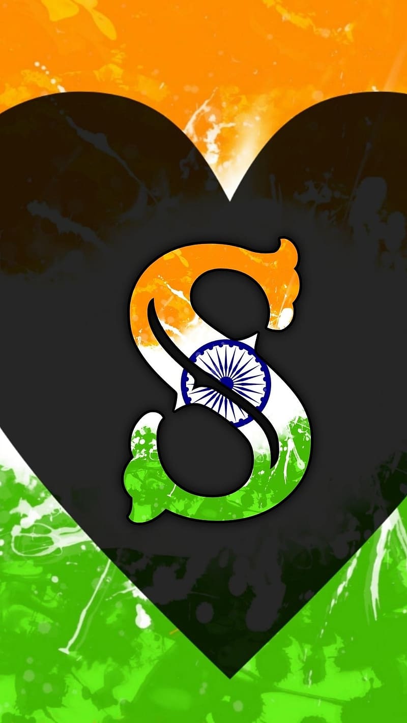 S Name Ka Tiranga, Black Heart Background, tricolour, national flag, HD phone wallpaper
