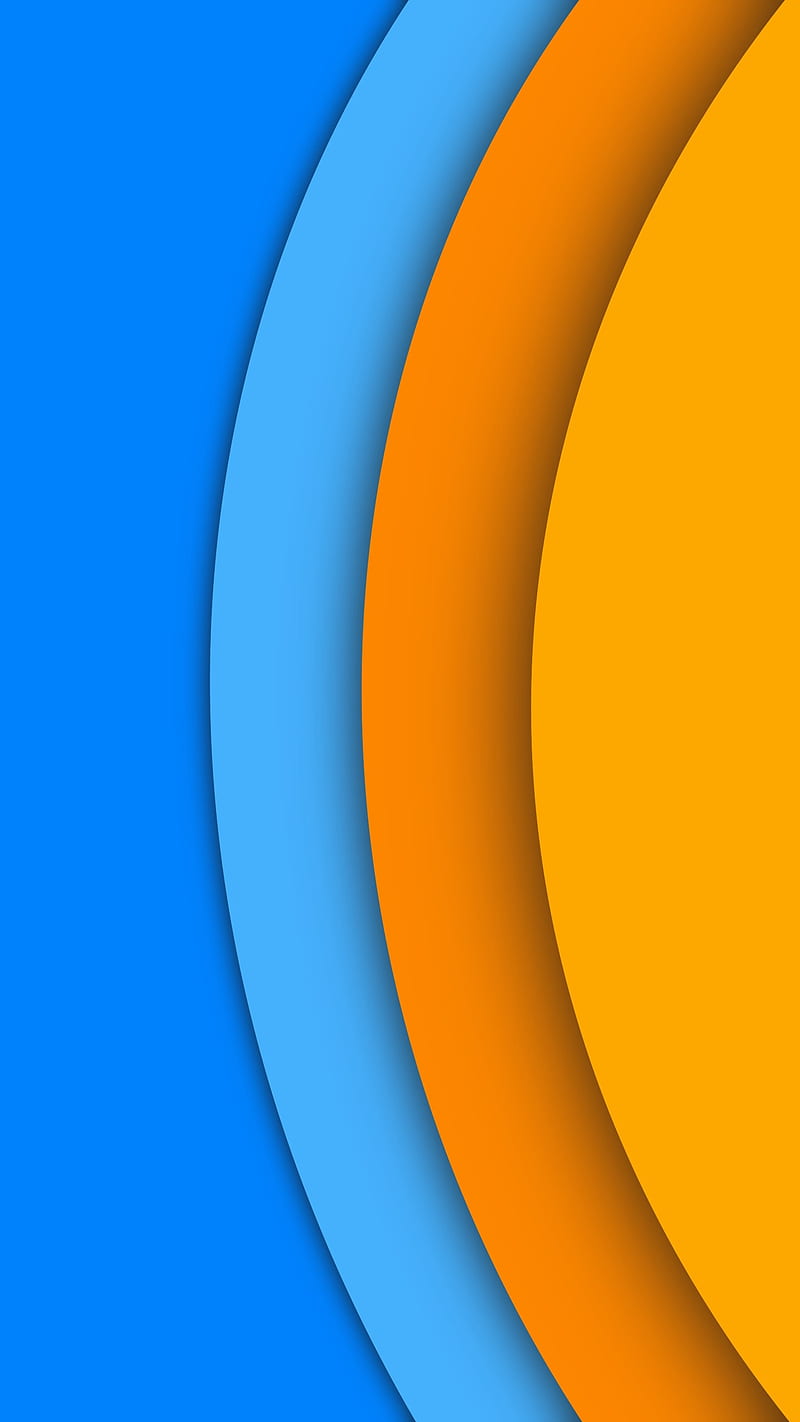 Arc Layers 05, FMYury, abstract, arcs, blue, bright, circle, circles, clean, clear, color, colorful, colors, depth, gradient, hot, lines, orange, shadows, water, yellow, HD phone wallpaper