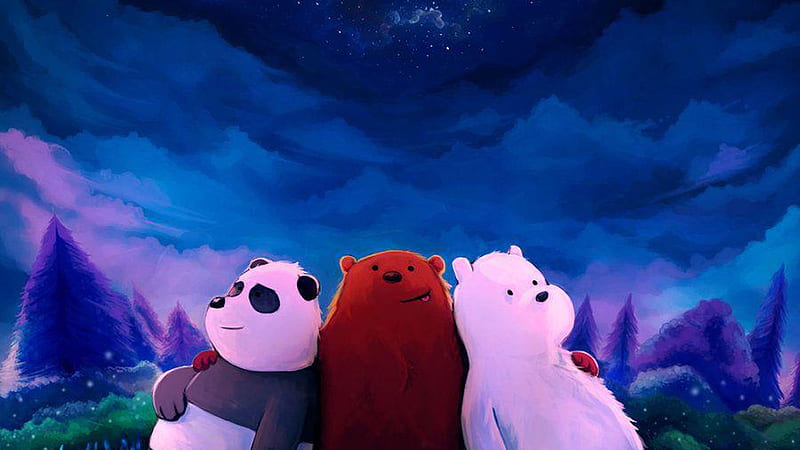 Bears In Colorful Scenery Background We Bare Bears, HD wallpaper