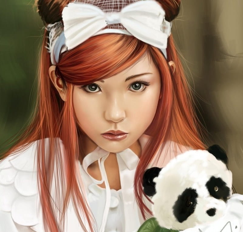 panda girl, panda, little, girl, sad, animal, HD wallpaper