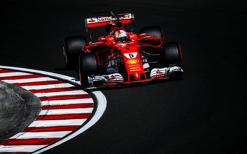 Sebastian Vettel movement, Ferrari SF70H, F1, Formula 1, Scuderia Ferrari, raceway, HD wallpaper