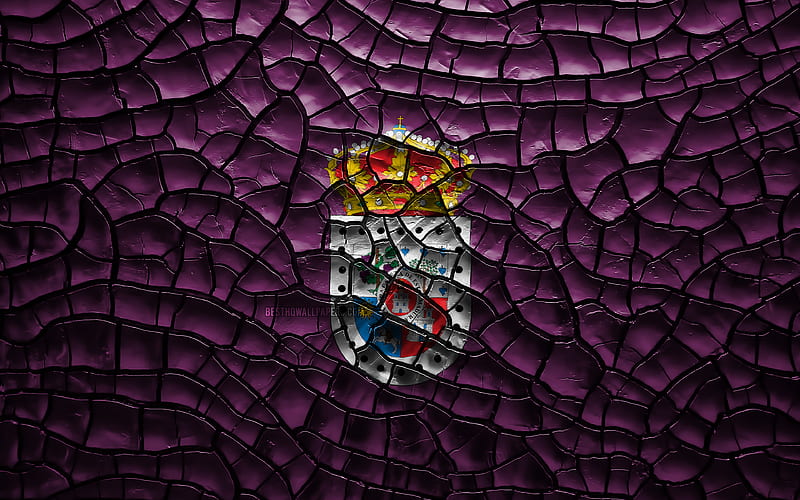 Flag of Soria spanish provinces, cracked soil, Spain, Soria flag, 3D art, Soria, Provinces of Spain, administrative districts, Soria 3D flag, Europe, HD wallpaper