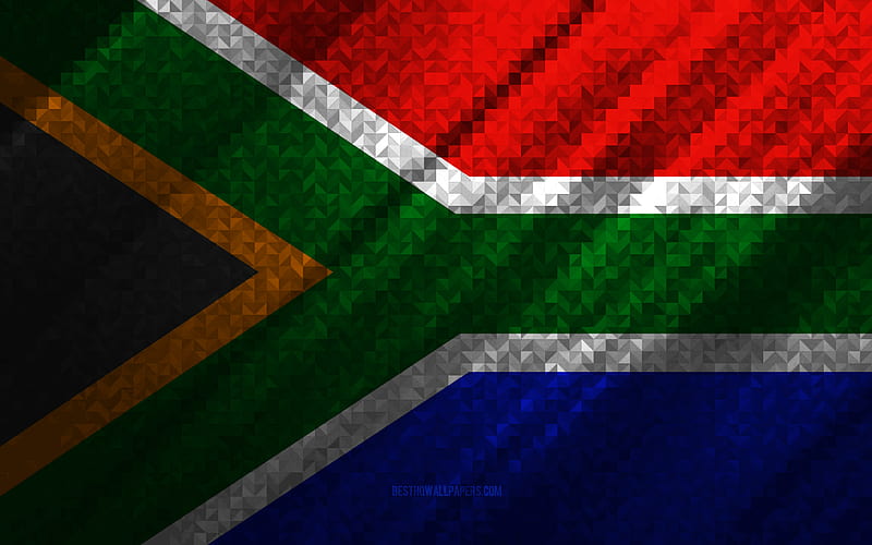 Flag of South Africa, multicolored abstraction, South Africa mosaic flag, South Africa, mosaic art, South Africa flag, HD wallpaper