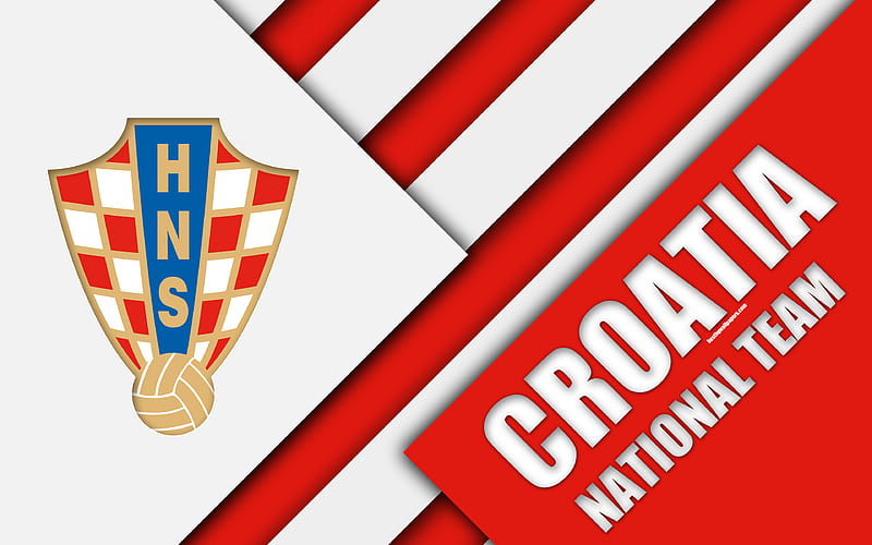 Croatia national football team emblem, material design, red white abstraction, Croatian Football Federation, logo, football, Croatia, coat of arms, HD wallpaper