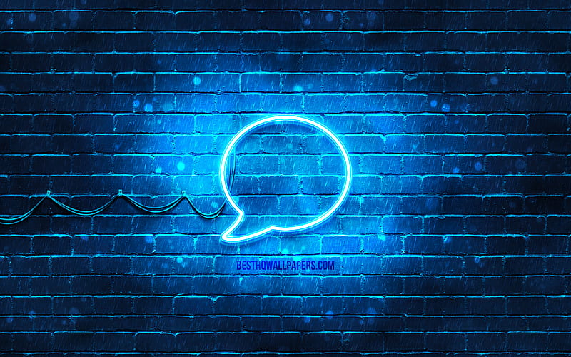 Chat Bubble neon icon blue background, neon symbols, Chat Bubble, neon icons, Chat Bubble sign, computer signs, Chat Bubble icon, computer icons, HD wallpaper