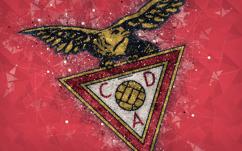 CD Aves geometric art, logo, Portuguese football club, emblem, red background, Vila-daz-Avish, Portugal, football, creative art, Aves FC, HD wallpaper