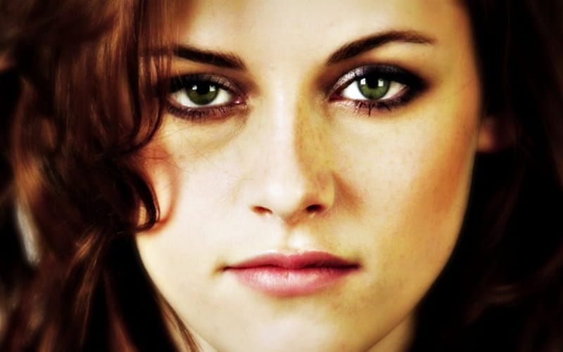 Kristen Stewart, girl, actress, redhead, green eyes, face, woman, HD wallpaper