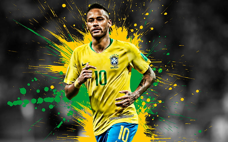 Hình nền Neymar Brazilian rực rỡ và nổi bật, bao gồm tấm hình của chính Neymar Jr và các thành viên khác của đội tuyển bóng đá quốc gia Brazil. Không chỉ thể hiện tình yêu với Neymar mà còn cả tình yêu đối với đội tuyển Brazil xinh đẹp và huyền thoại này.
