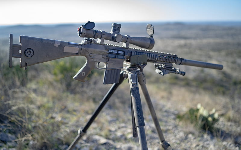 M110 Semi-Automatic Sniper System, M110 SASS, American sniper rifle, Marksman Rifle, American weapons, HD wallpaper