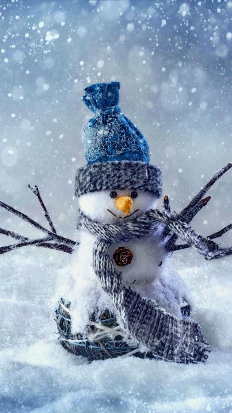 Snowman, christmas, snow, winter, HD phone wallpaper