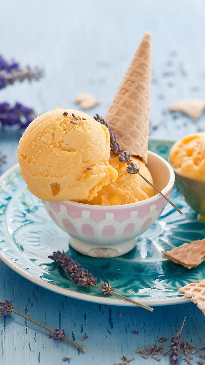 Cone Ice Cream , dessert, lavender, ice cream, food, tasty, cold, cone ice cream, HD phone wallpaper
