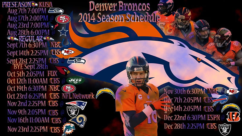Denver Broncos 2014 Schedule, peyton manning, wes welker, dthomas, denver, julius thomas, colorado, football, broncos, 2014 schedule broncos, HD wallpaper