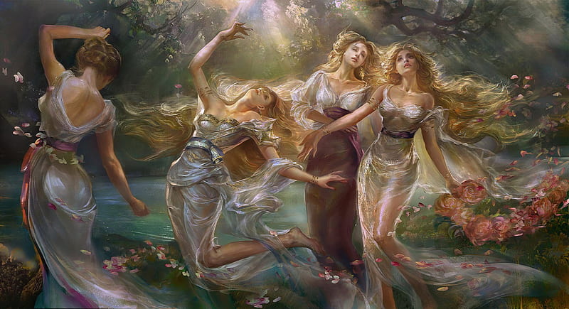 Summer Dancers Art Frumusete Rose Luminos Blonde Woman Vara Fantasy HD Wallpaper Peakpx