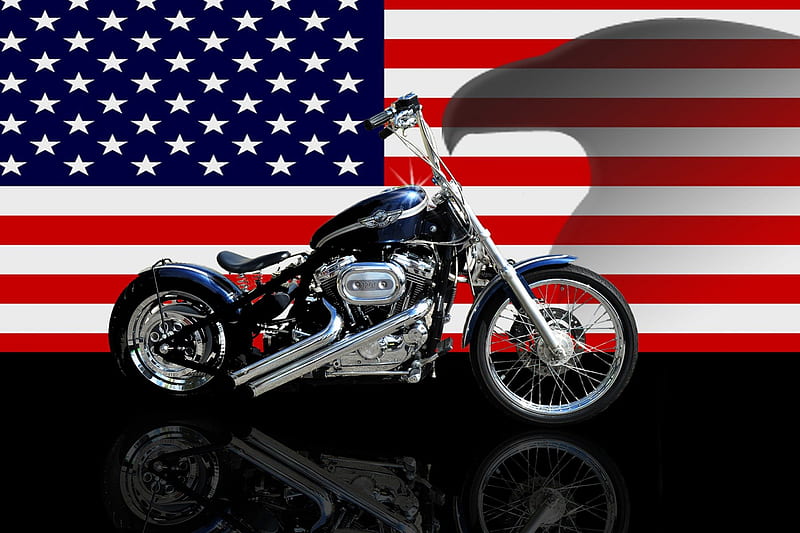Harley, águila, bandera, bicicleta, Fondo de pantalla HD | Peakpx