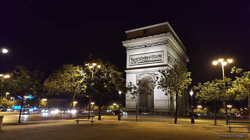 Arc De Triomphe, Paris, France @ Night, Europe, Paris, France, Lights, Arc De Triomphe, Night, HD wallpaper