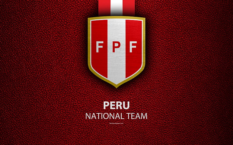 Peru national football team leather texture, emblem, Peruvian Football Federation, logo, FPF, football, Peru, HD wallpaper