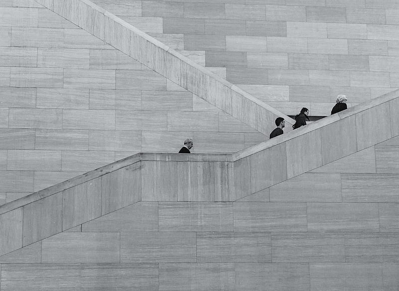 Four person walking on stair sketch, HD wallpaper | Peakpx