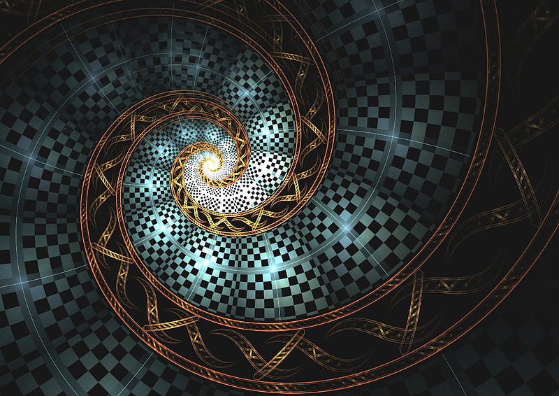 spiral, fractal, glow, twisted, abstraction, HD wallpaper