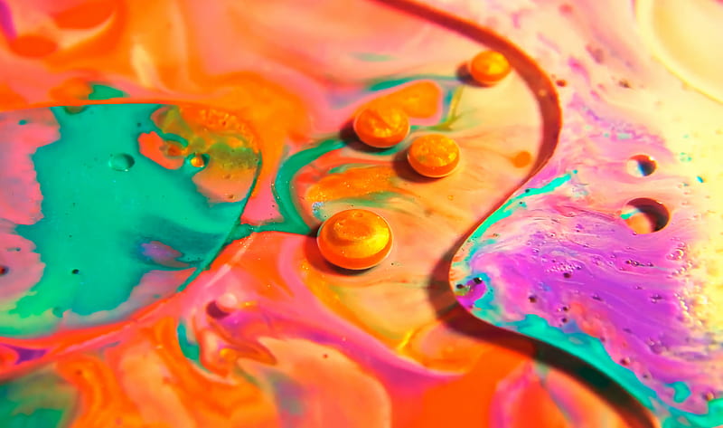 circle, volume, paint, multicolored, stains, HD wallpaper