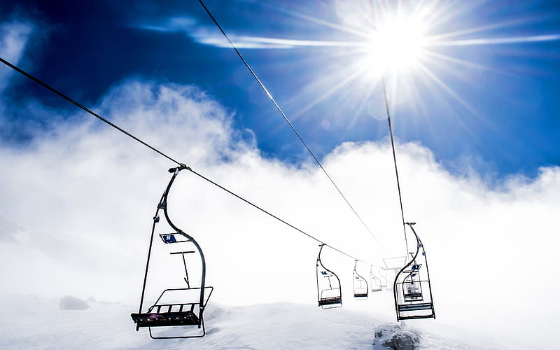 Ski Lift, pretty, wonderful, stunning, sun, marvellous, bonito, adorable, fog mountain, nice, outstanding skiing, esports, super, amazing, fantastic, lift, sky, winter, snow, skyphoenixx1, ice, awesome, sunshine, great, HD wallpaper