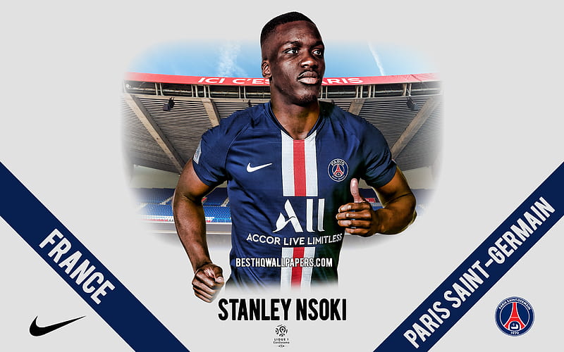 Stanley Nsoki, PSG, portrait, French footballer, defender, Paris Saint-Germain, Ligue 1, France, PSG footballers 2020, football, Parc des Princes, HD wallpaper