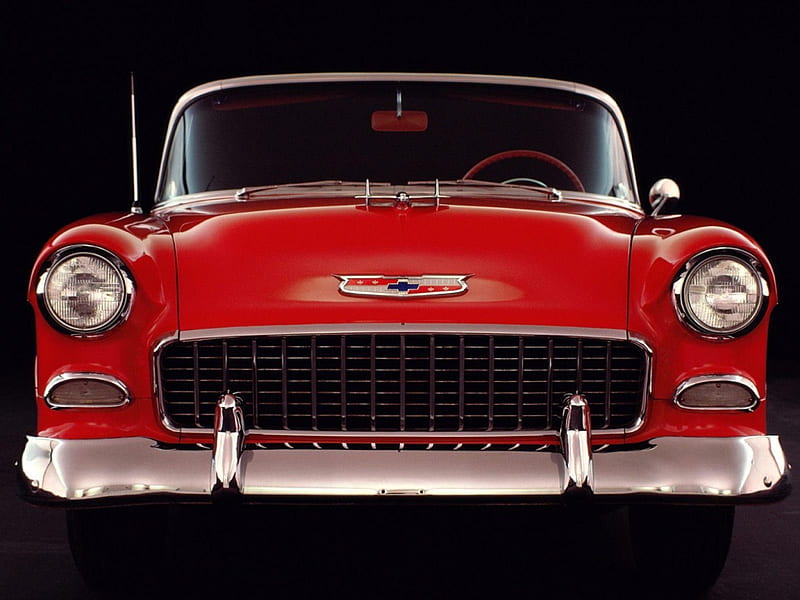 1955 Chevrolet, chevy, auto, front end, car, HD wallpaper